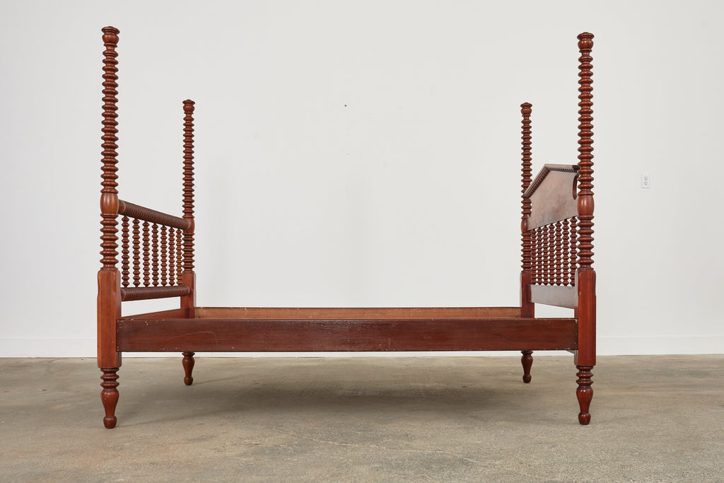 American Classical Bobbin Turned Fruitwood Spindle Bed