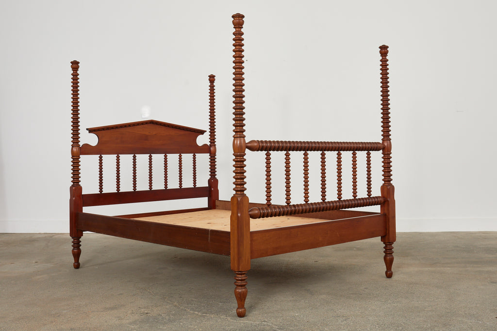 American Classical Bobbin Turned Fruitwood Spindle Bed