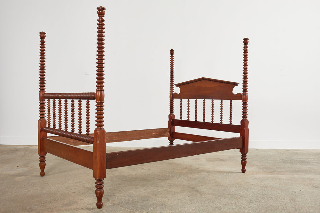 American Classical Bobbin Turned Fruitwood Spindle Bed