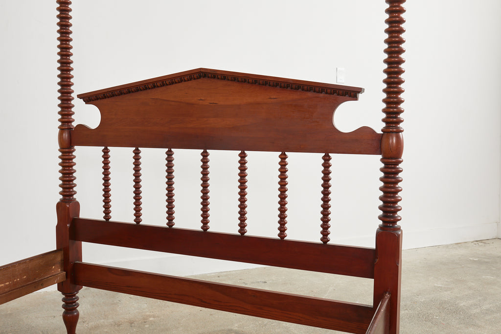 American Classical Bobbin Turned Fruitwood Spindle Bed