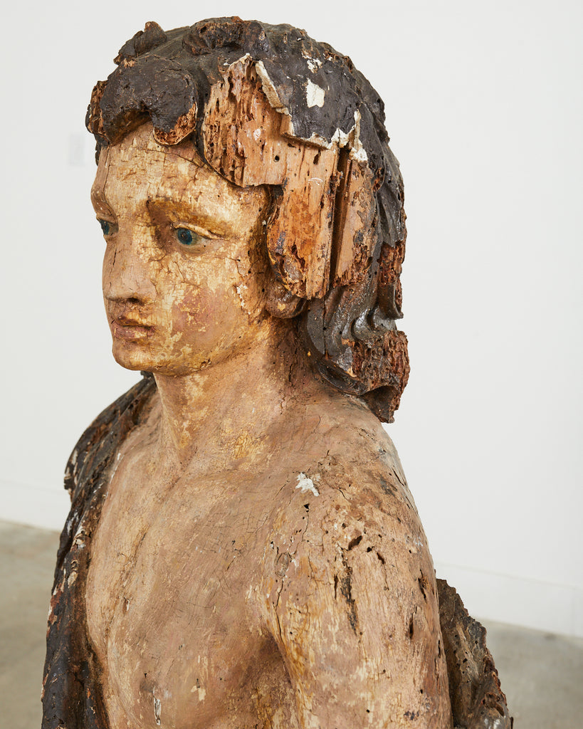 18th Century Italian Baroque Carved Santos Icon Sculpture