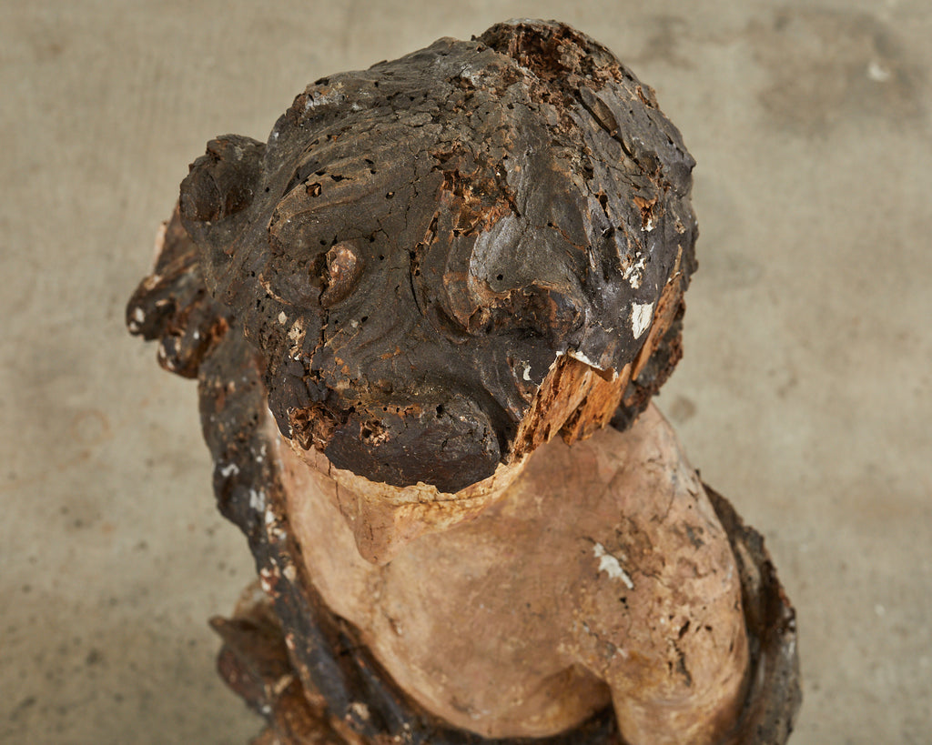 18th Century Italian Baroque Carved Santos Icon Sculpture