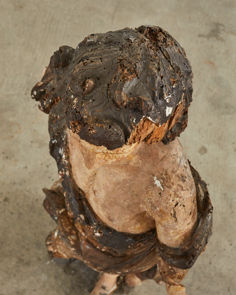 18th Century Italian Baroque Carved Santos Icon Sculpture