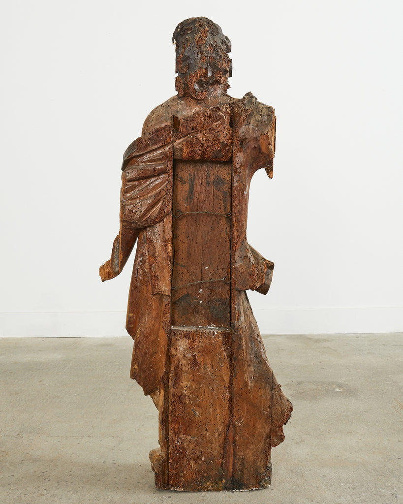 18th Century Italian Baroque Carved Santos Icon Sculpture