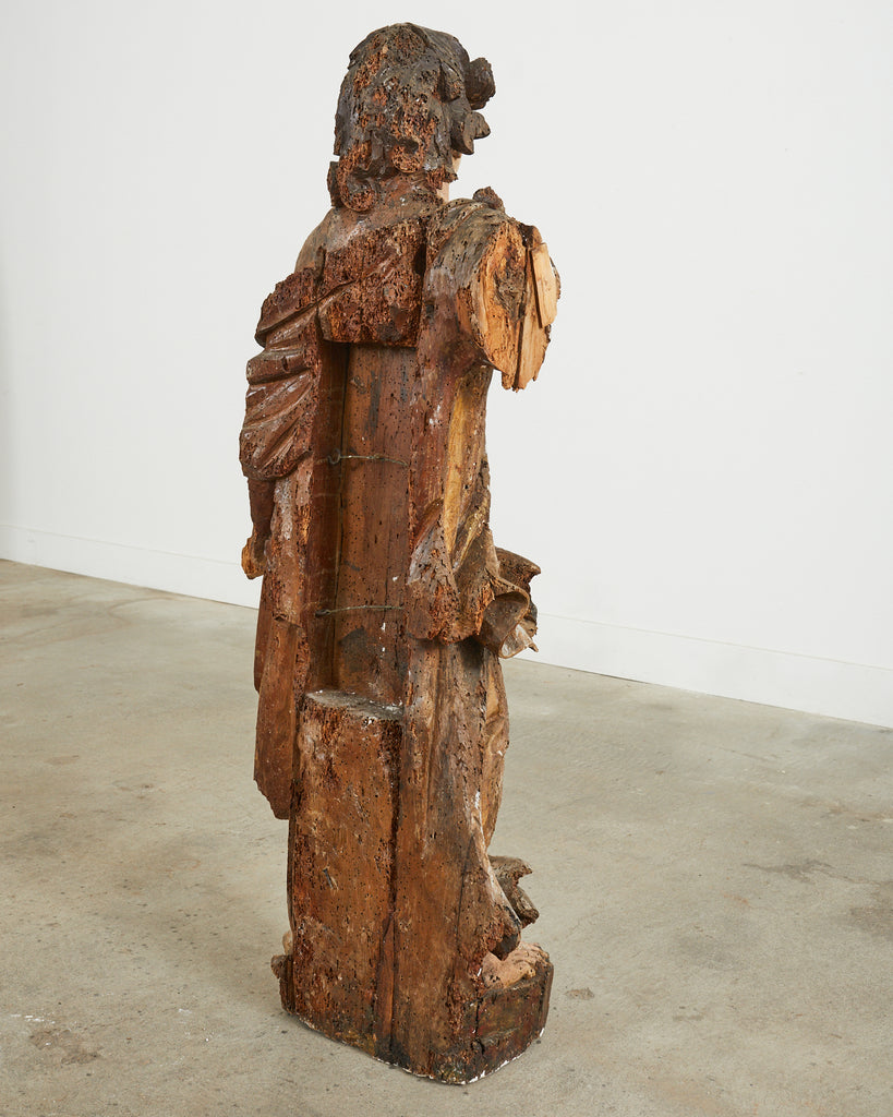 18th Century Italian Baroque Carved Santos Icon Sculpture