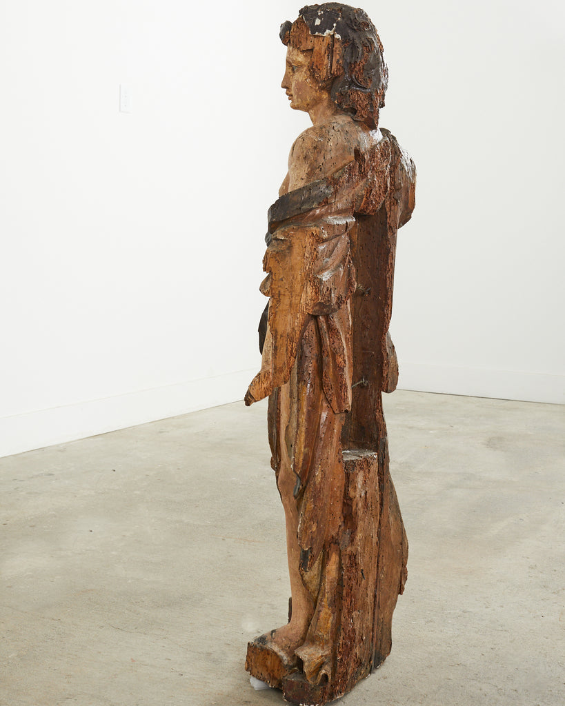 18th Century Italian Baroque Carved Santos Icon Sculpture