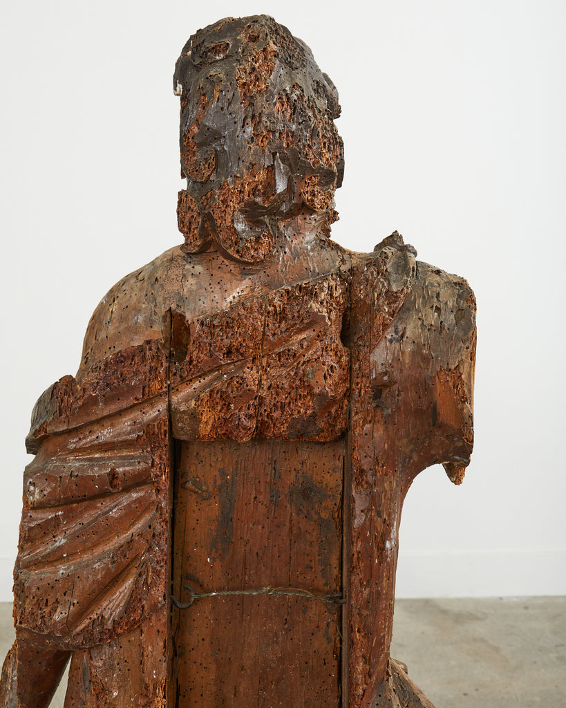 18th Century Italian Baroque Carved Santos Icon Sculpture