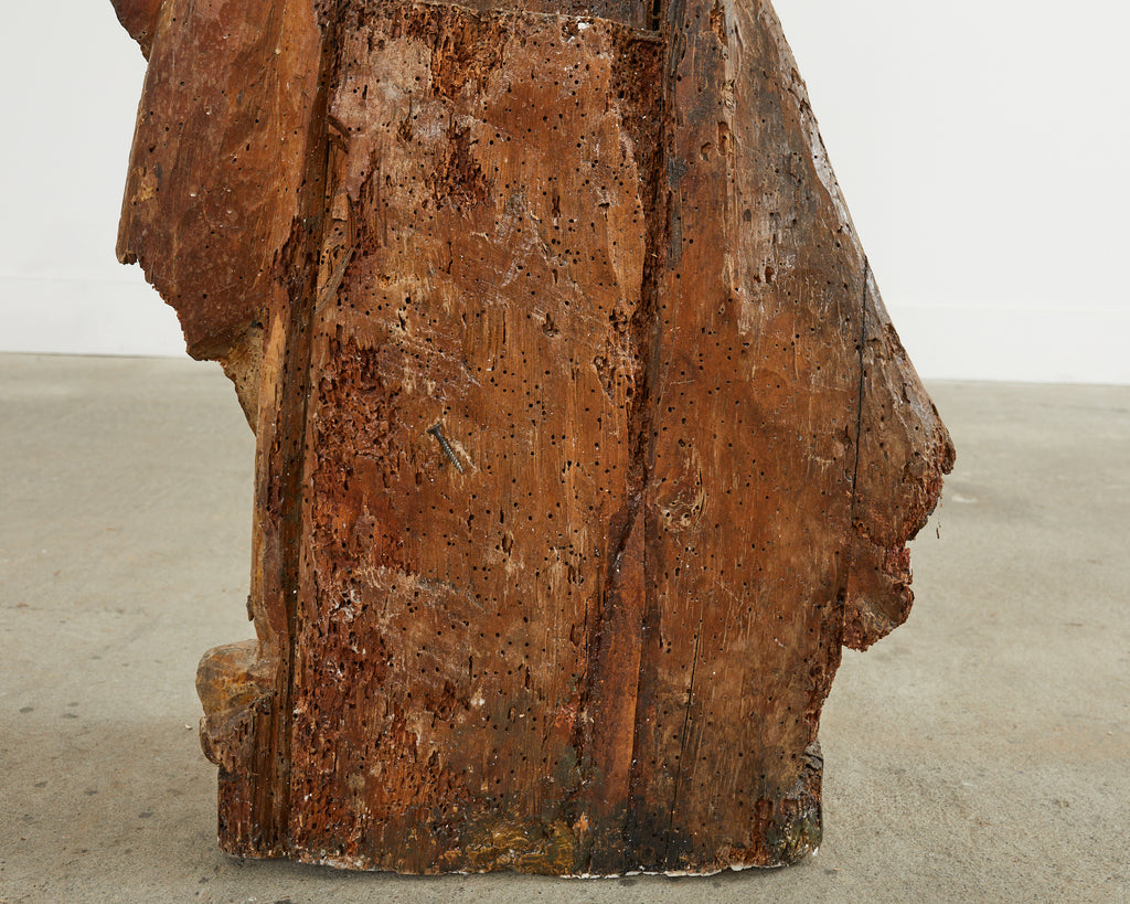 18th Century Italian Baroque Carved Santos Icon Sculpture