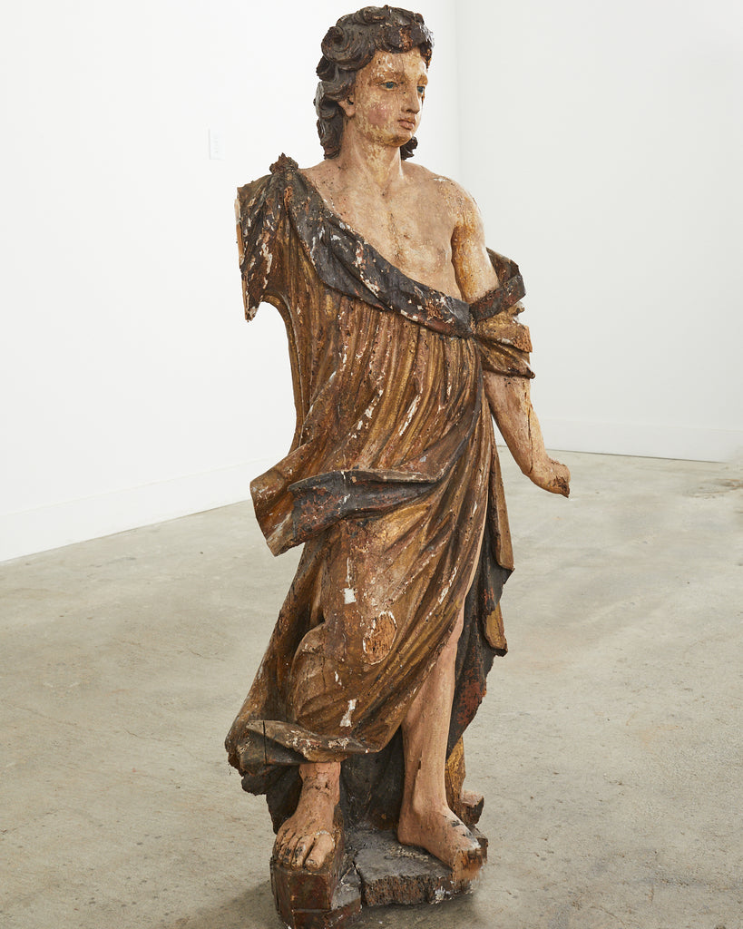 18th Century Italian Baroque Carved Santos Icon Sculpture