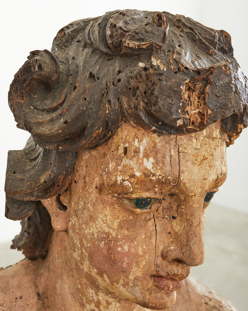 18th Century Italian Baroque Carved Santos Icon Sculpture