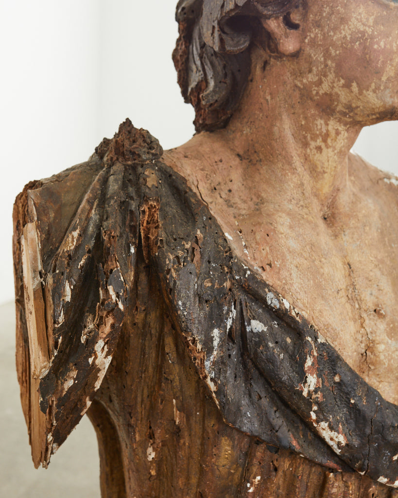 18th Century Italian Baroque Carved Santos Icon Sculpture