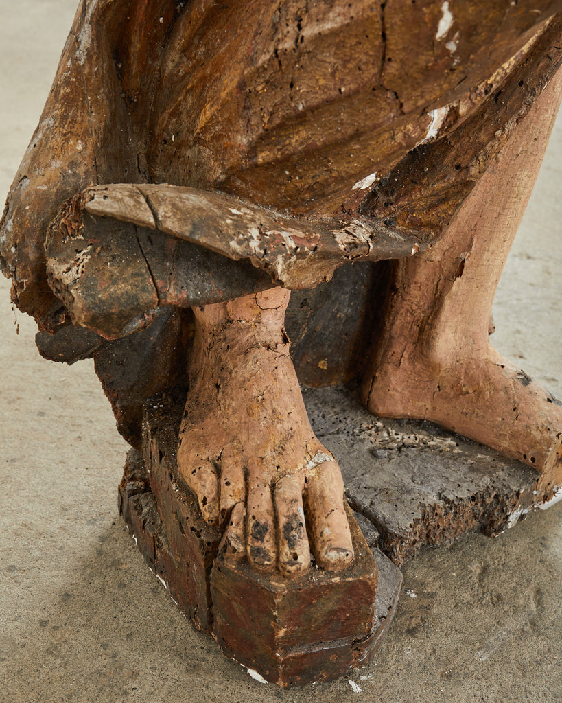 18th Century Italian Baroque Carved Santos Icon Sculpture