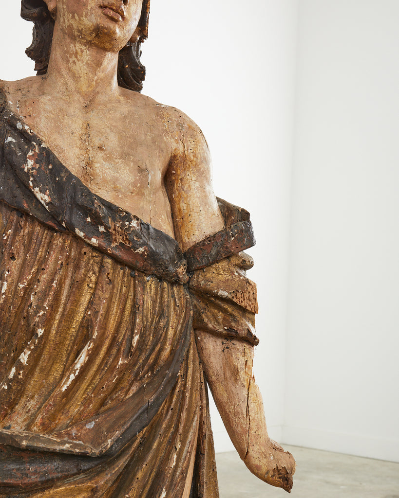 18th Century Italian Baroque Carved Santos Icon Sculpture