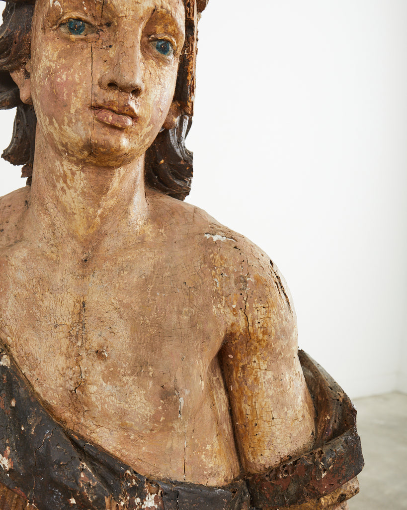 18th Century Italian Baroque Carved Santos Icon Sculpture