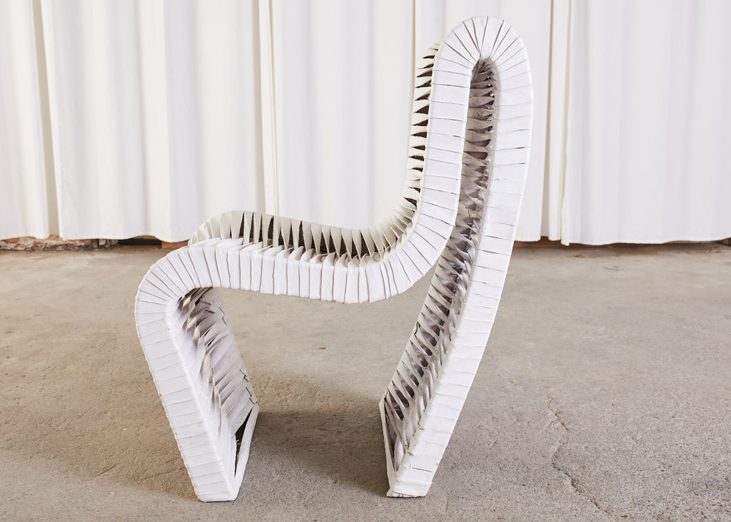 Set of Four Post Modern Sculptural Leather Strap Chairs