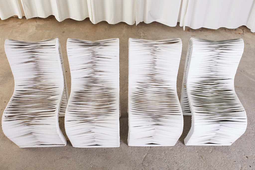 Set of Four Post Modern Sculptural Leather Strap Chairs