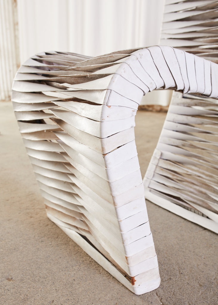 Set of Four Post Modern Sculptural Leather Strap Chairs