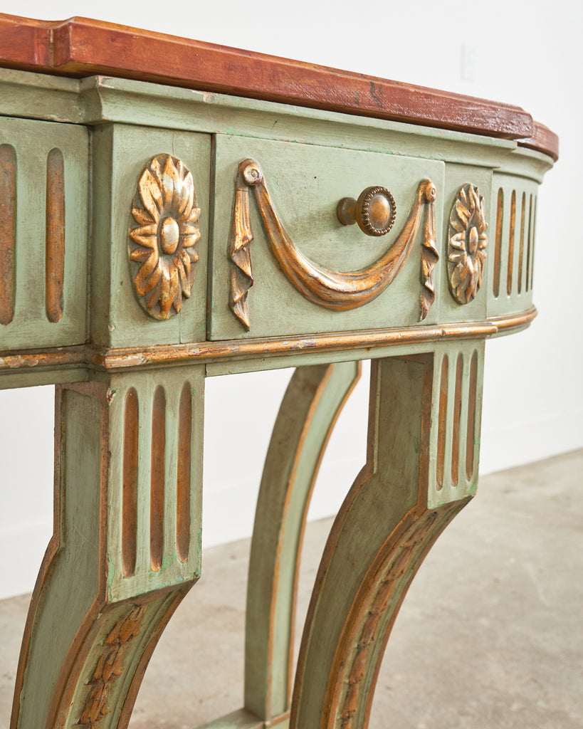 French Neoclassical Style Faux Marble Console by Ira Yeager