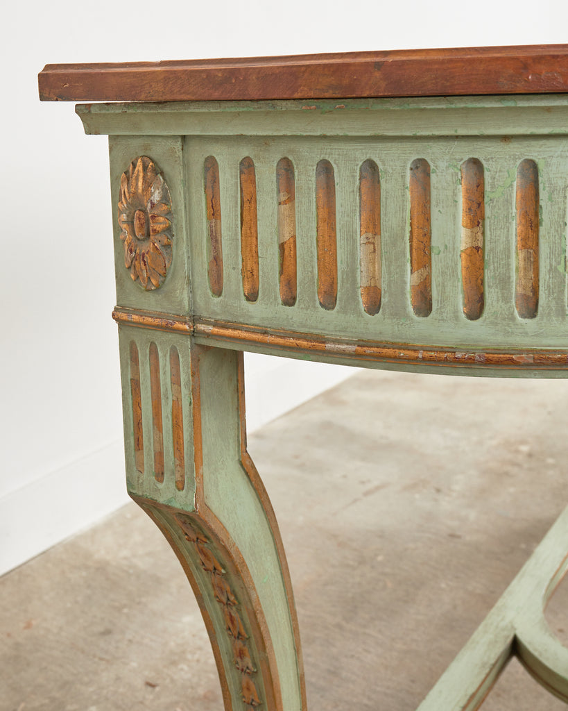 French Neoclassical Style Faux Marble Console by Ira Yeager