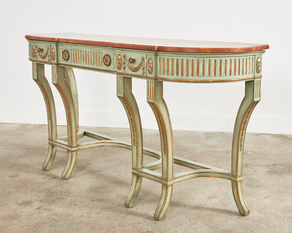 French Neoclassical Style Faux Marble Console by Ira Yeager