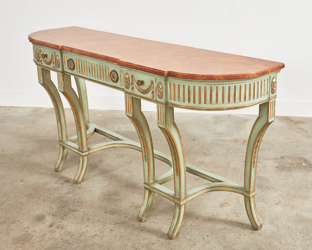 French Neoclassical Style Faux Marble Console by Ira Yeager