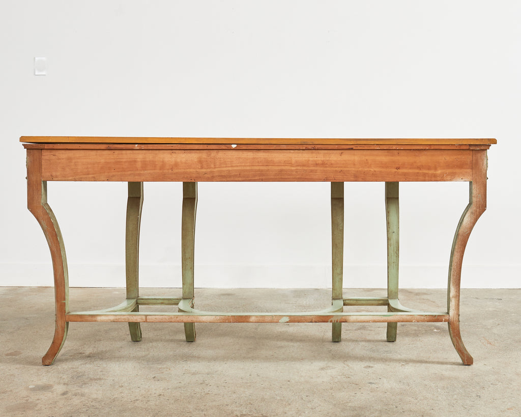 French Neoclassical Style Faux Marble Console by Ira Yeager
