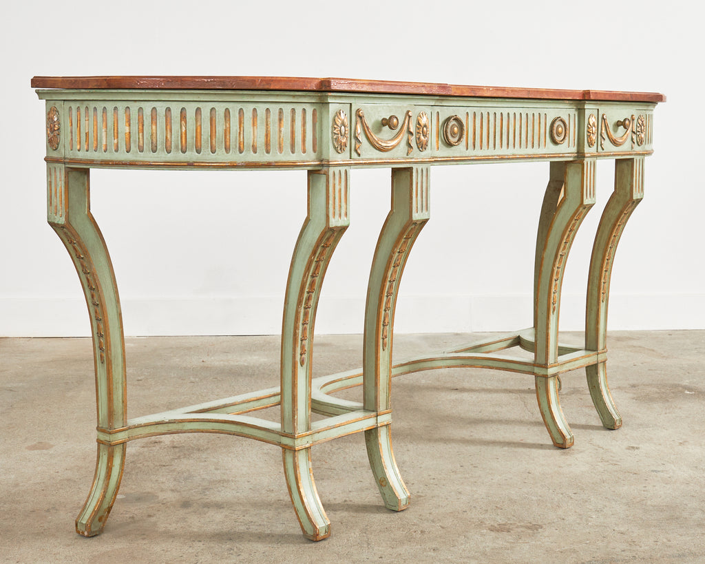 French Neoclassical Style Faux Marble Console by Ira Yeager