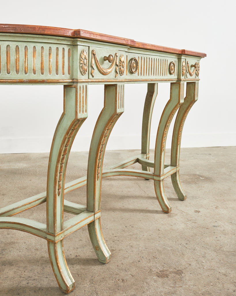 French Neoclassical Style Faux Marble Console by Ira Yeager