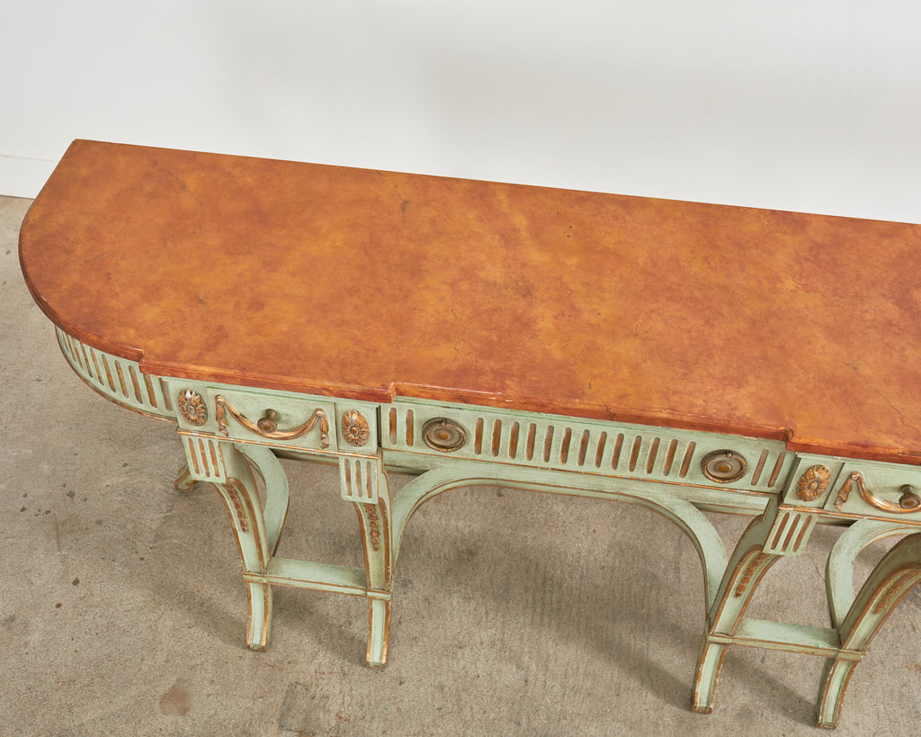 French Neoclassical Style Faux Marble Console by Ira Yeager
