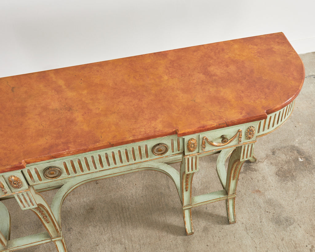 French Neoclassical Style Faux Marble Console by Ira Yeager
