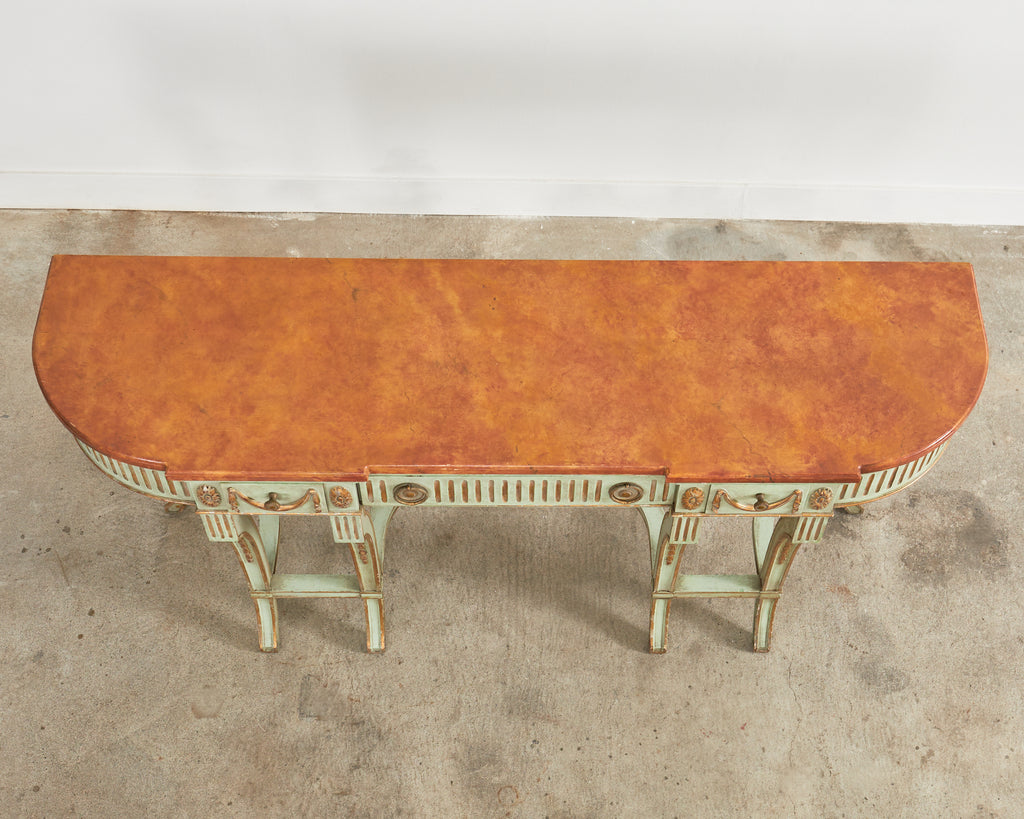 French Neoclassical Style Faux Marble Console by Ira Yeager