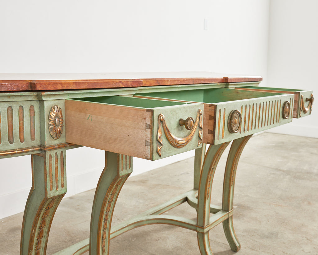 French Neoclassical Style Faux Marble Console by Ira Yeager