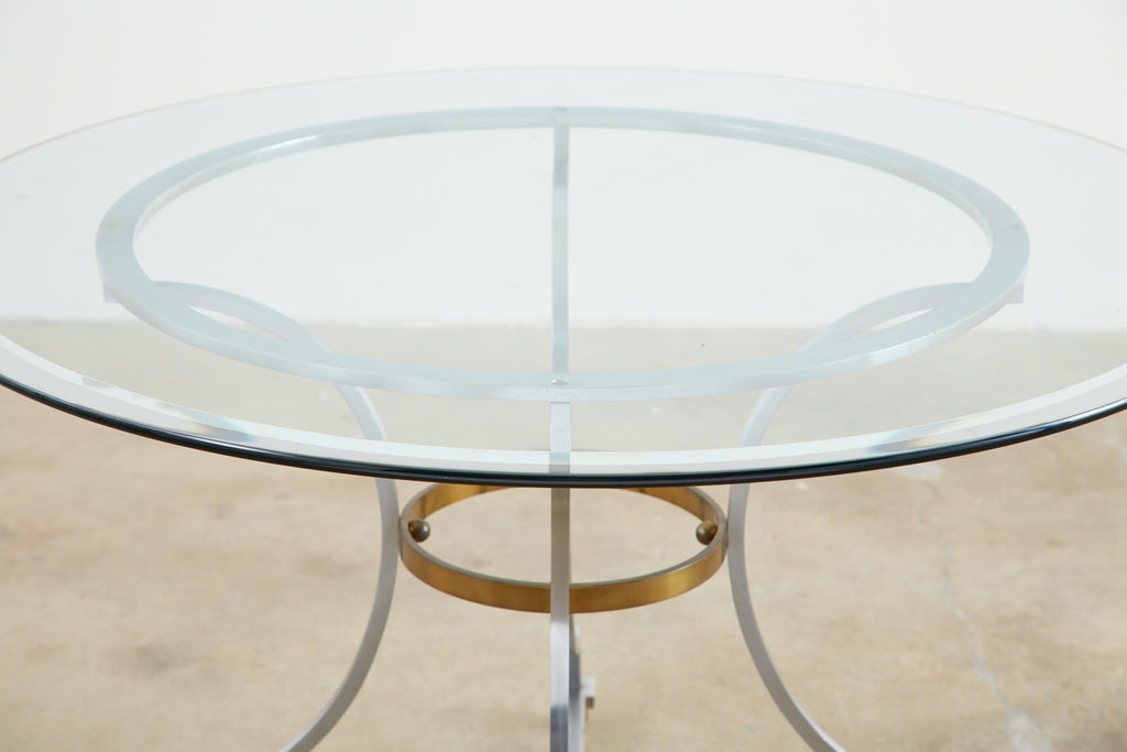 Maison Jansen Style Steel and Bronze Center Table