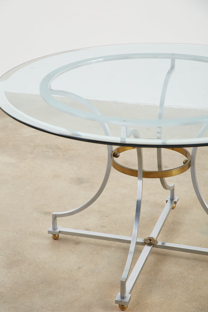 Maison Jansen Style Steel and Bronze Center Table