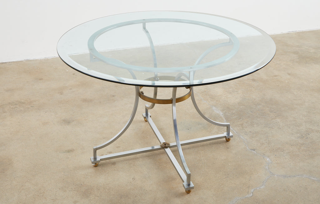 Maison Jansen Style Steel and Bronze Center Table