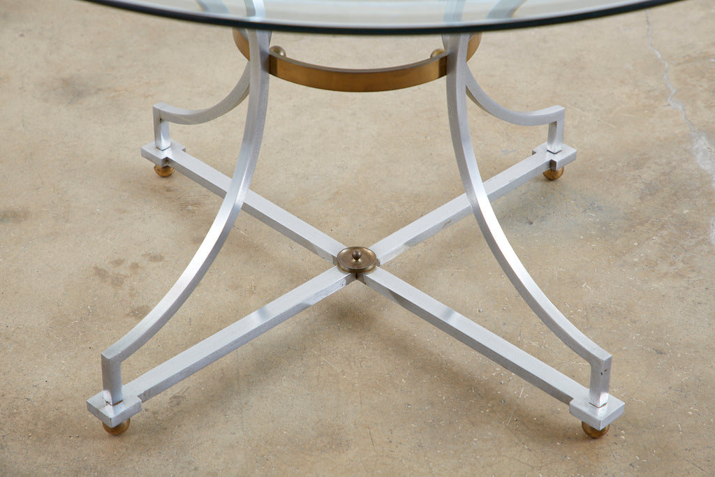 Maison Jansen Style Steel and Bronze Center Table