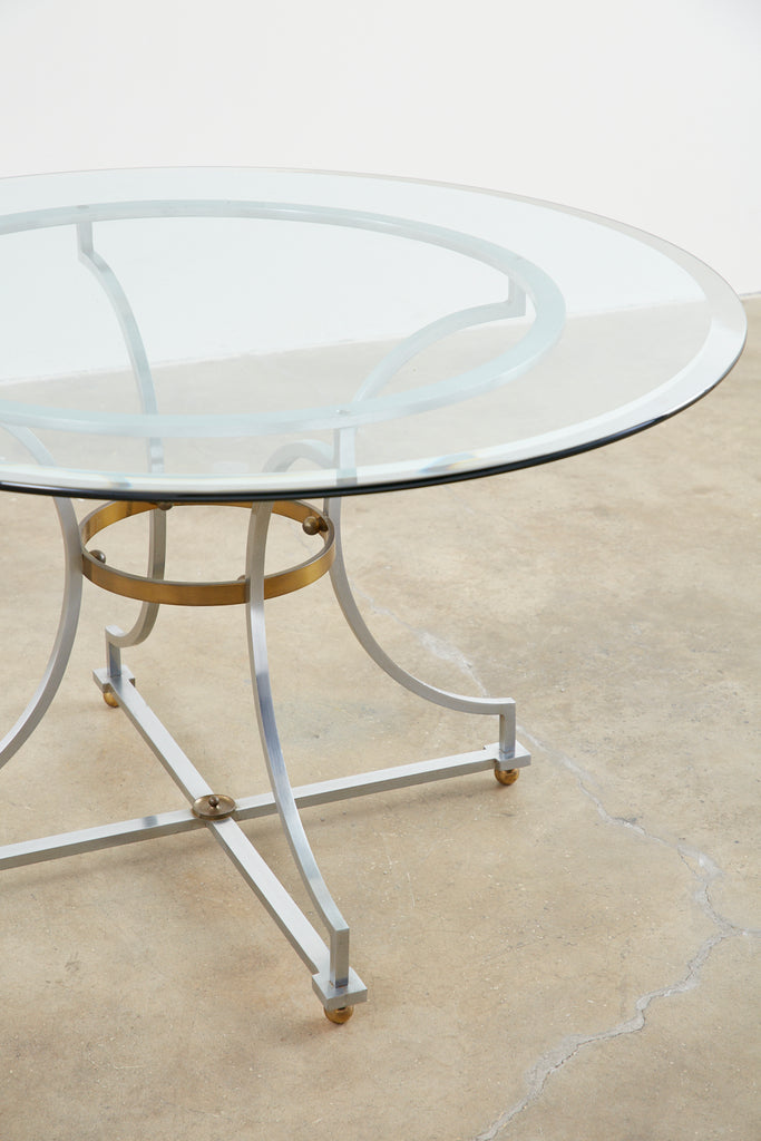 Maison Jansen Style Steel and Bronze Center Table