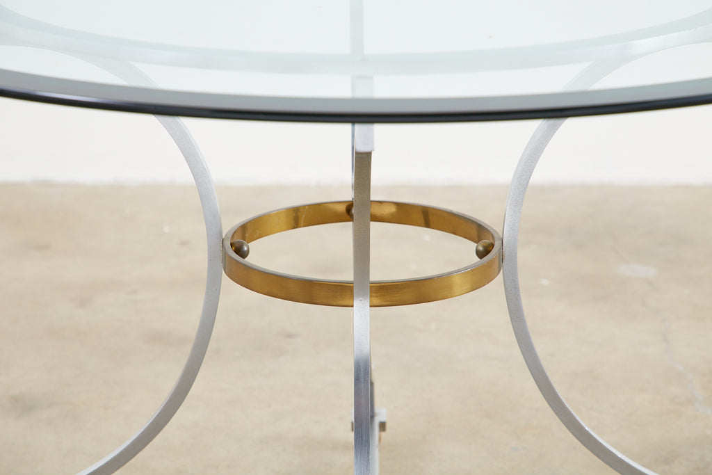 Maison Jansen Style Steel and Bronze Center Table