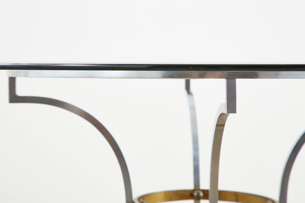 Maison Jansen Style Steel and Bronze Center Table