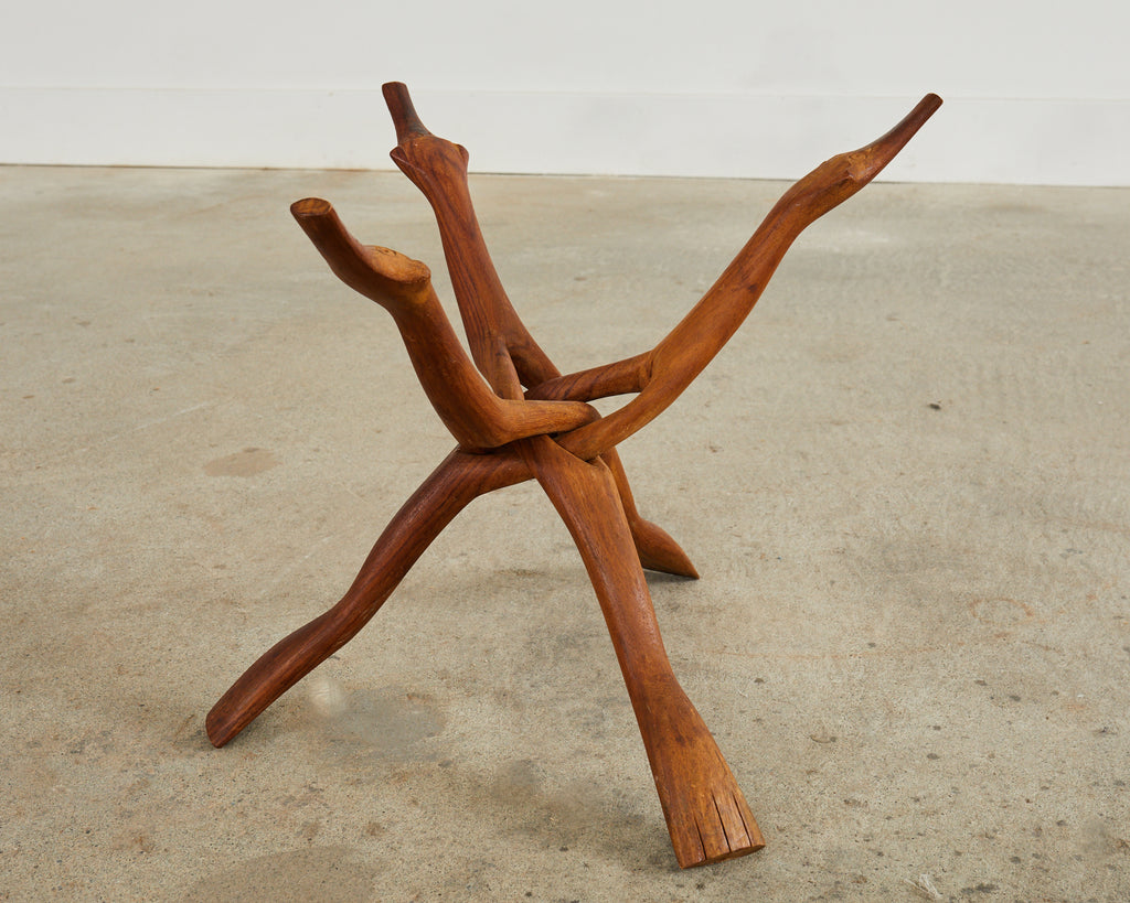 Moorish Brass Tray Table with Folding Hardwood Base