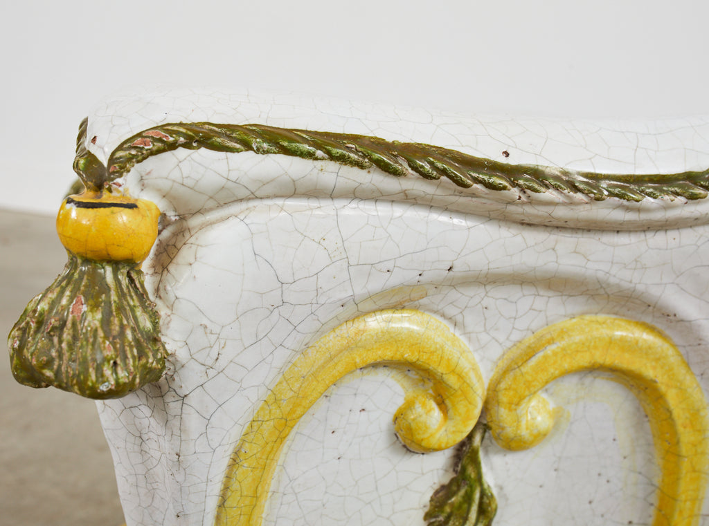 Midcentury Italian Majolica Neoclassical Style Garden Seat Stool