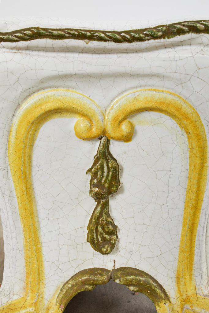 Midcentury Italian Majolica Neoclassical Style Garden Seat Stool