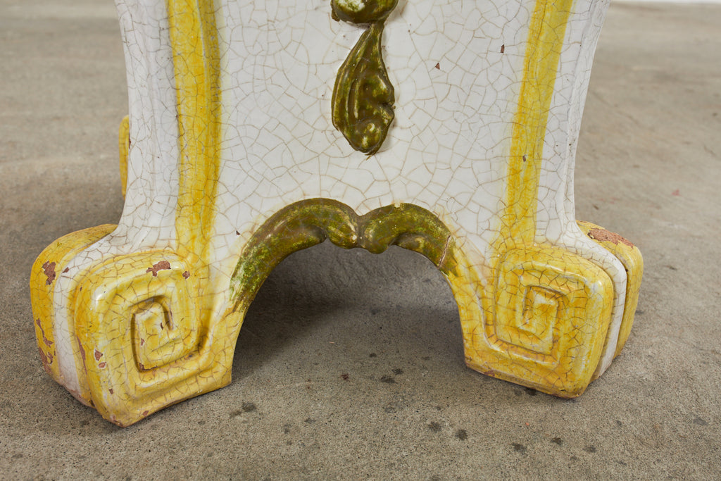 Midcentury Italian Majolica Neoclassical Style Garden Seat Stool