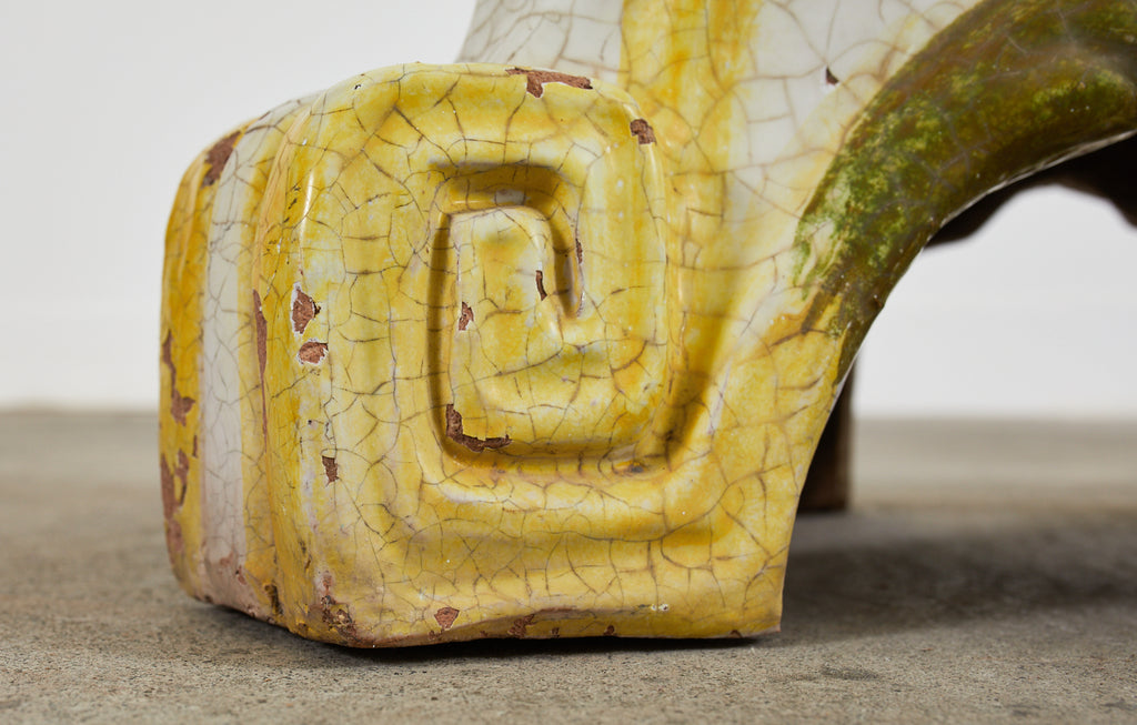 Midcentury Italian Majolica Neoclassical Style Garden Seat Stool