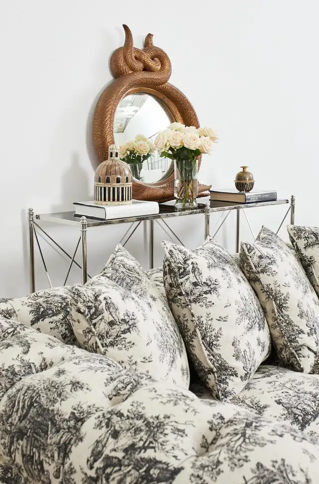 Neoclassical Style Two Shelf Nickel Plated Bookcase Console