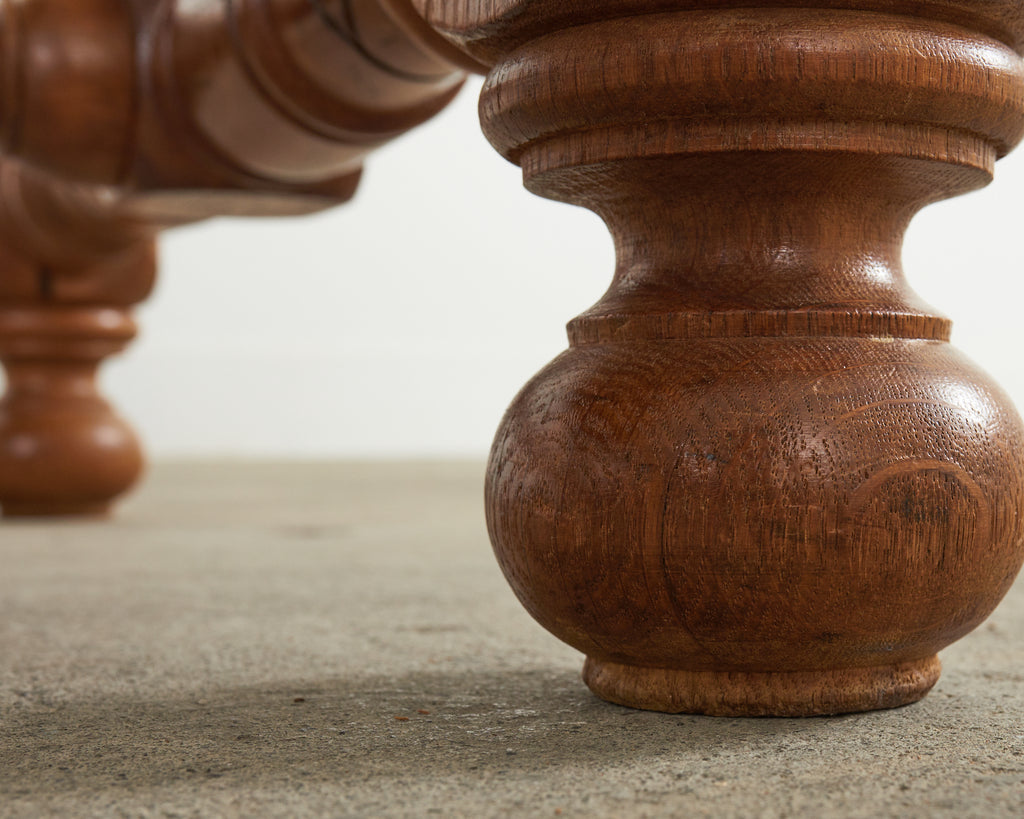 Country French Provincial Oak Farmhouse Trestle Dining Table