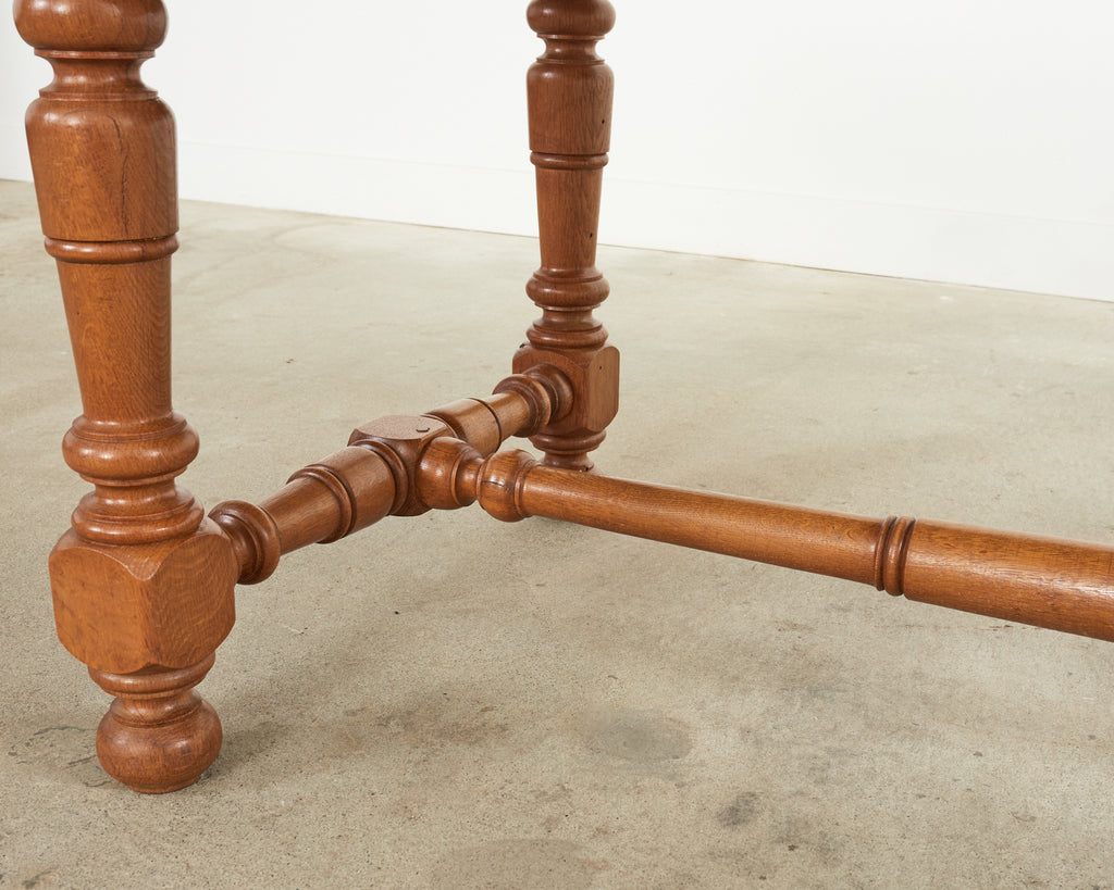 Country French Provincial Oak Farmhouse Trestle Dining Table