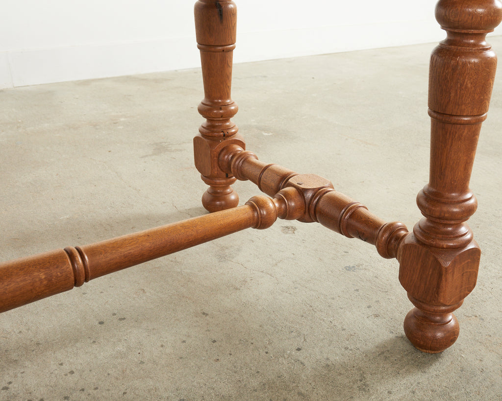 Country French Provincial Oak Farmhouse Trestle Dining Table