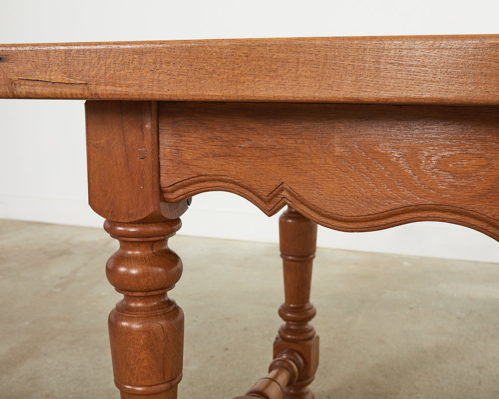 Country French Provincial Oak Farmhouse Trestle Dining Table