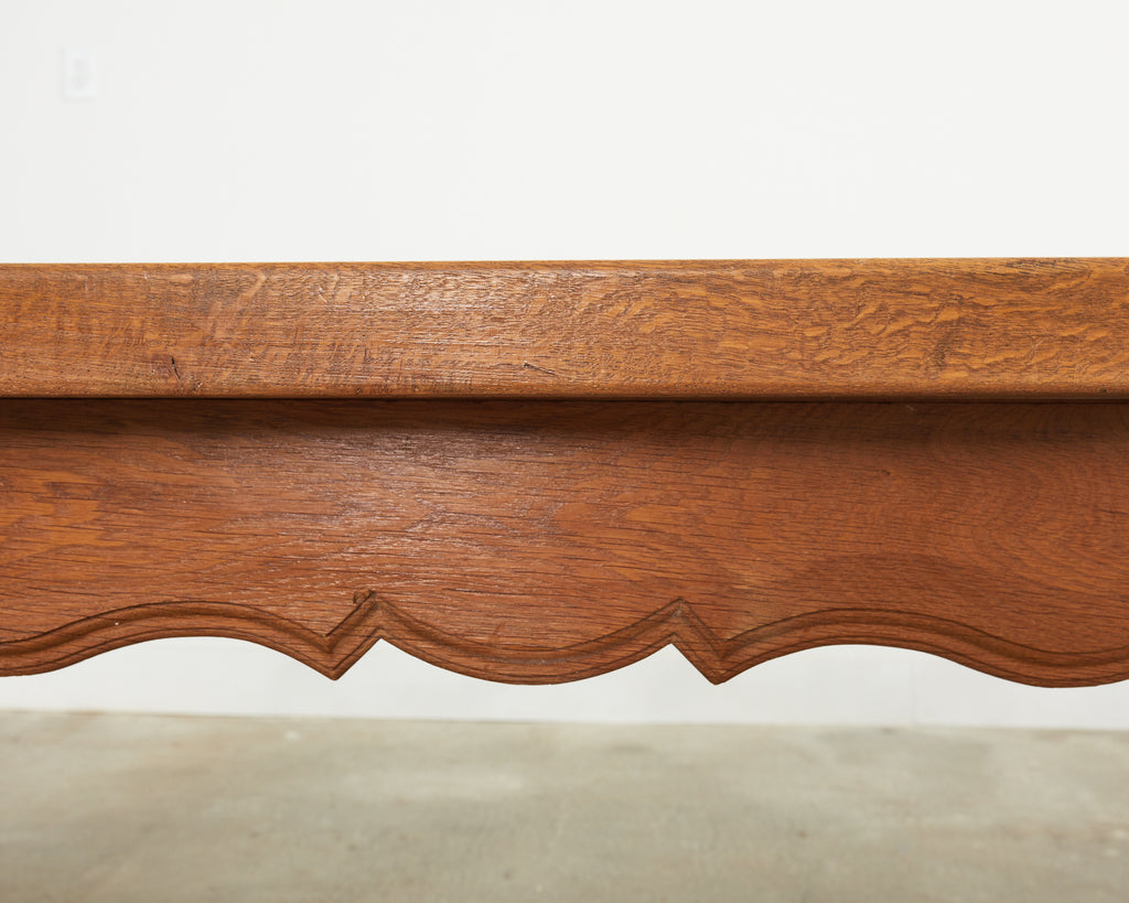 Country French Provincial Oak Farmhouse Trestle Dining Table